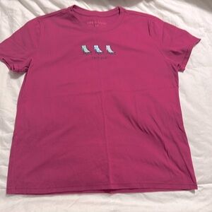 Life is Good - Pink Logo Graphic S/S Crew Neck Top - Medium
